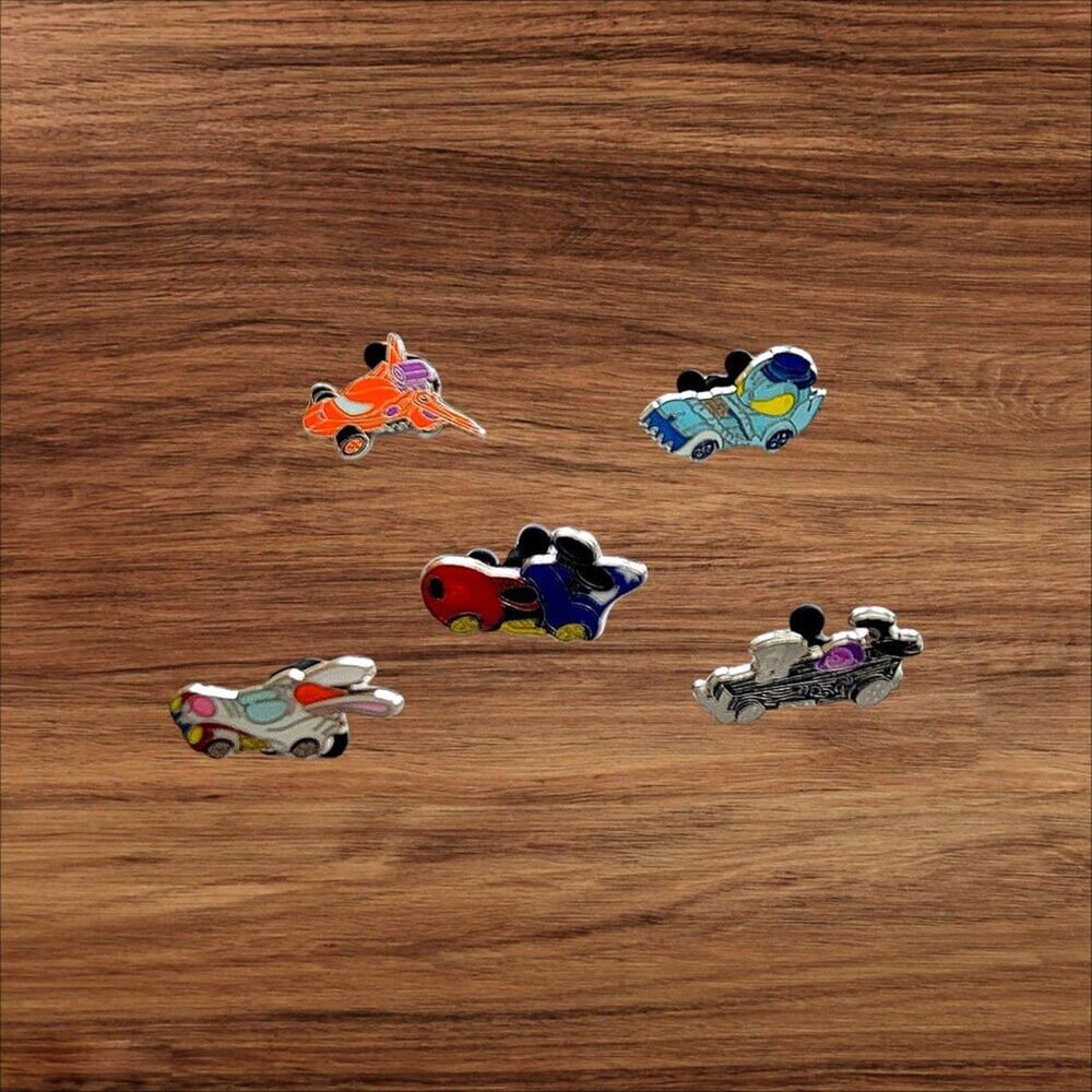 5 Race car Disney Parks Trading Pins, Plus 2 Bonus Pins
